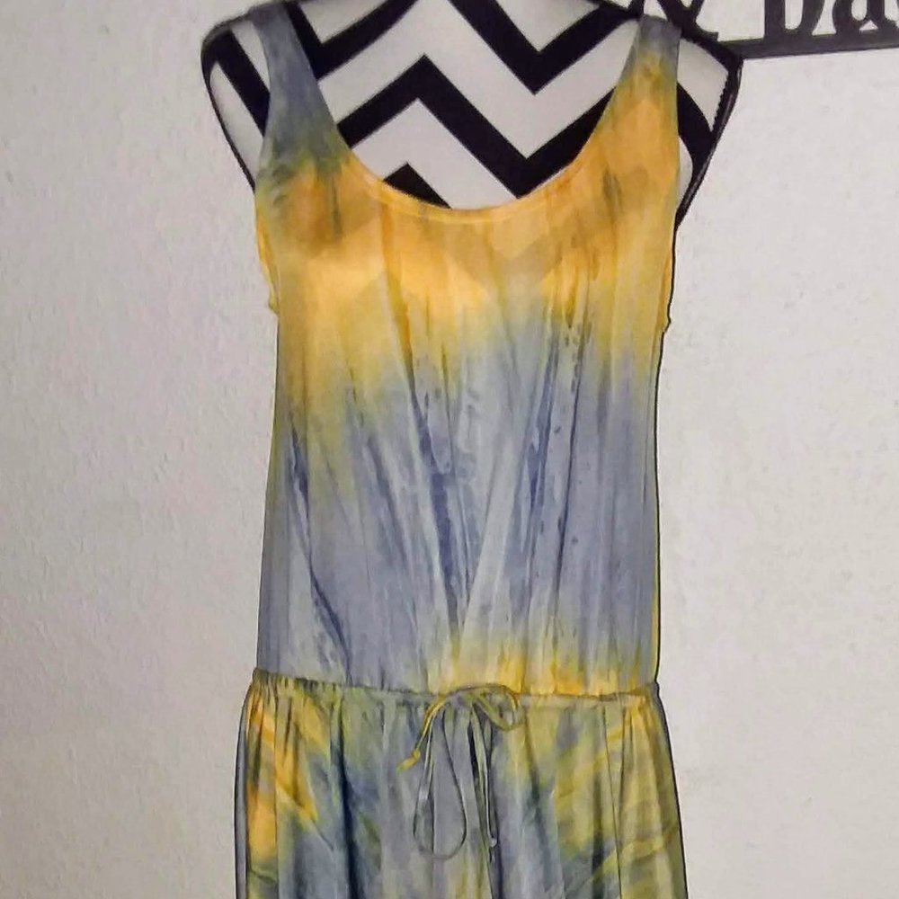 B Split Gray & Yellow Tie Dye Tank Dress